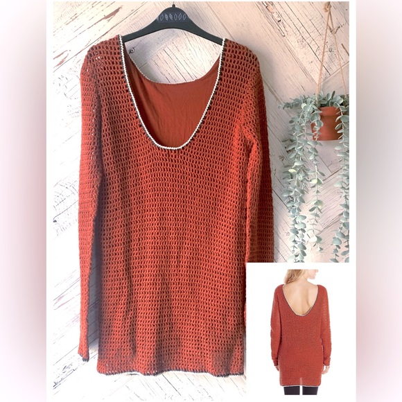 Volcom Copper Geo Crochet Sweater Dress Size-S Excellent Preloved Condition - Picture 4 of 16